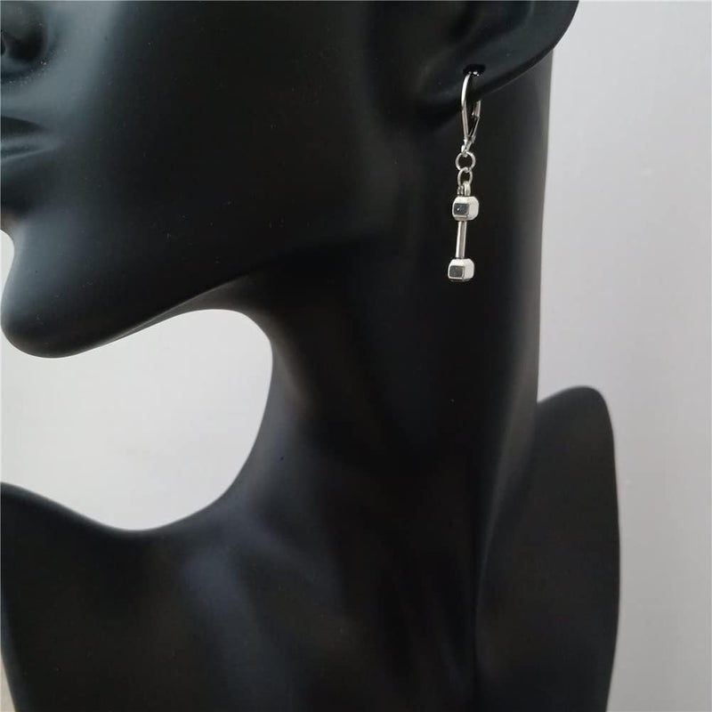 Handmade 3D Mini Barbell Charm Earrings Sport Lover Jewelry Dainty Tool Ear Clip for Man Woman - Image 3